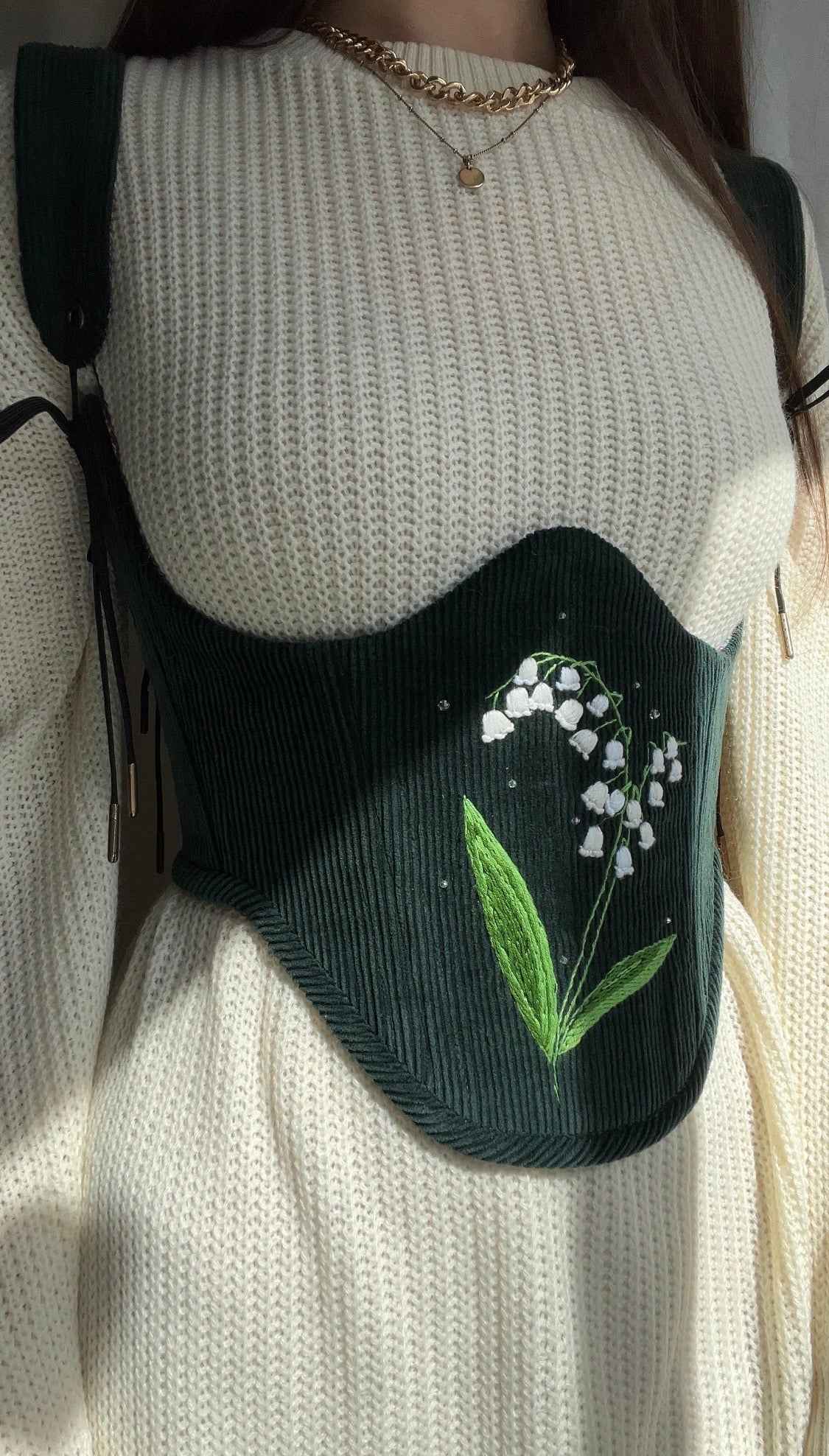 Lily of the valley Underbust corsage with removable shoulder straps