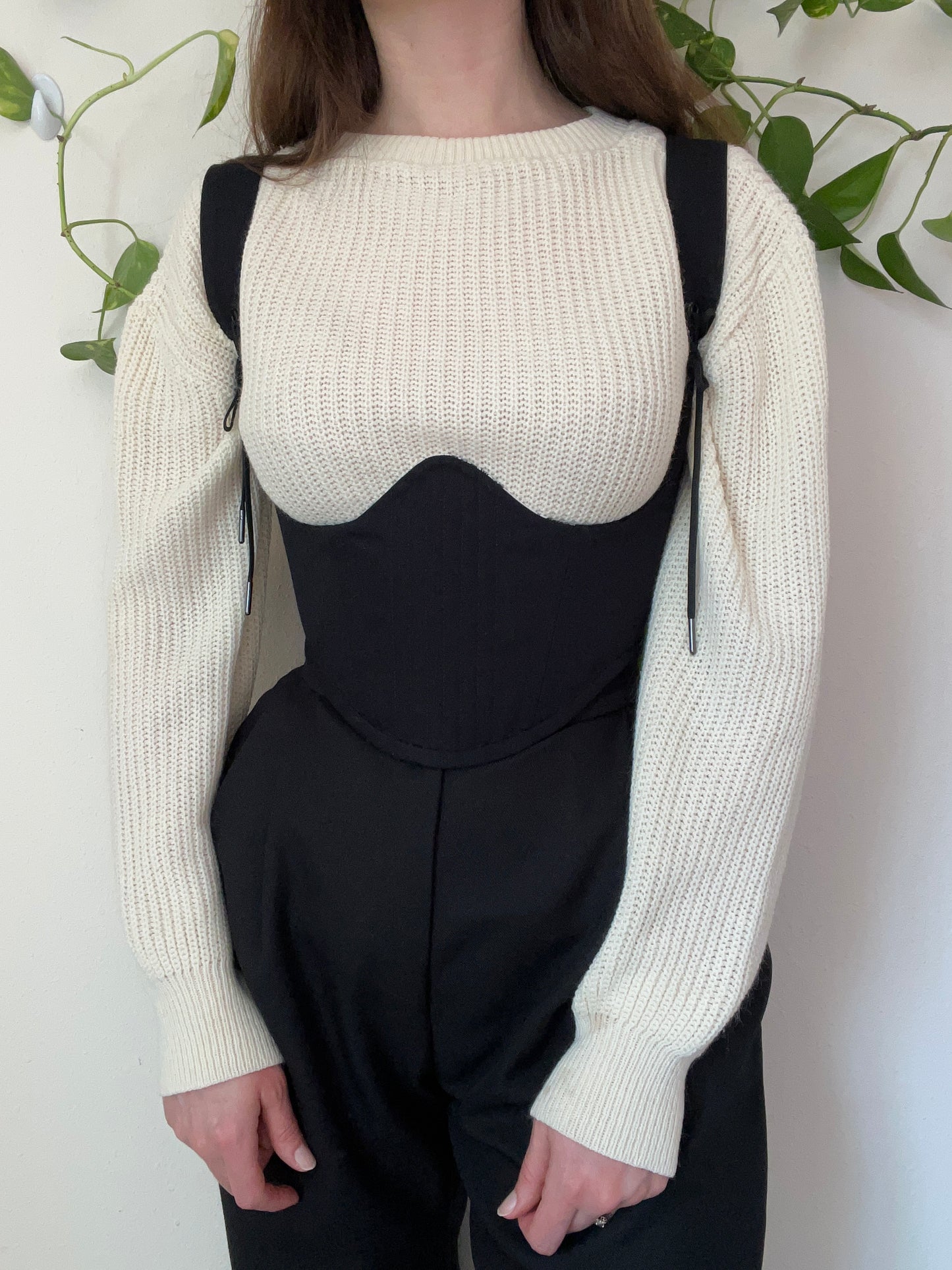 Duet underbust corsage - reversible black&toile