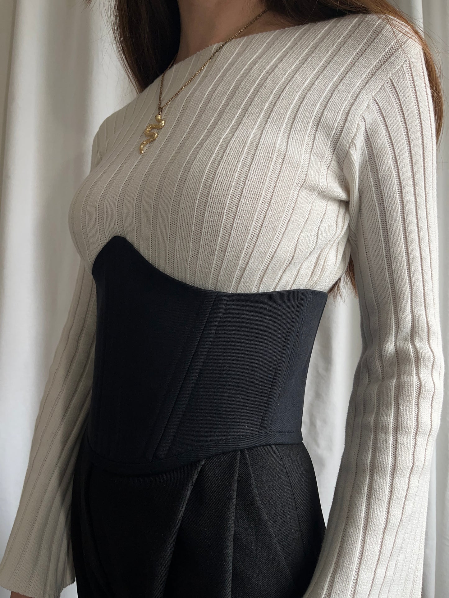 Classic Black Cotton Corset Belt
