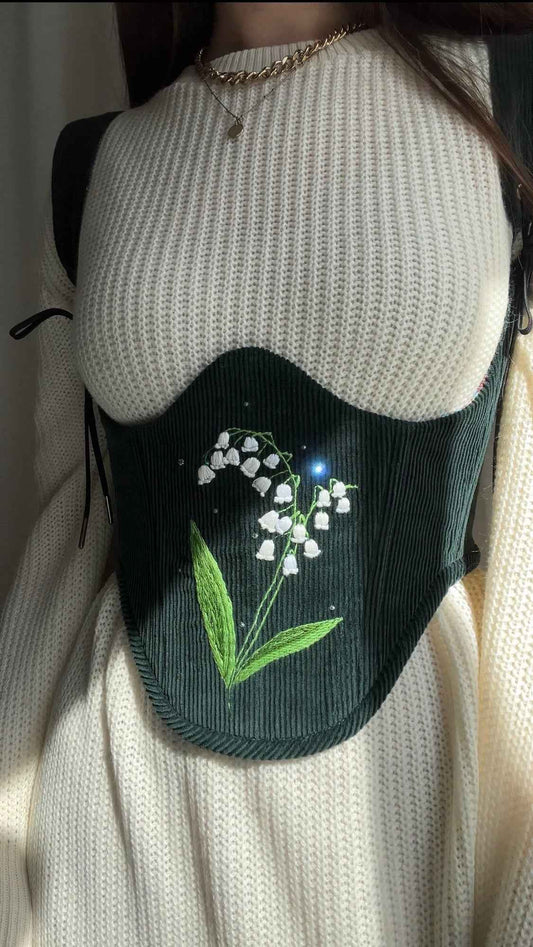 Lily of the valley Underbust corsage with removable shoulder straps