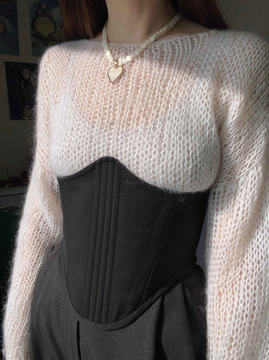 Reversible Corsage Belt in Black Twill & Damask