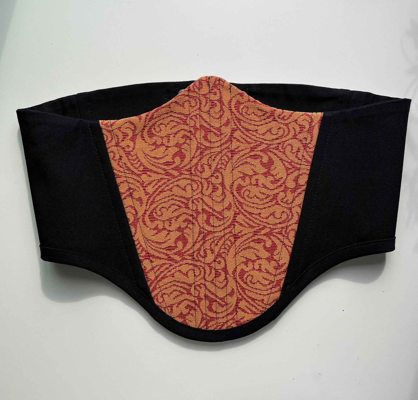 Reversible Corsage Belt in Black Twill & Damask