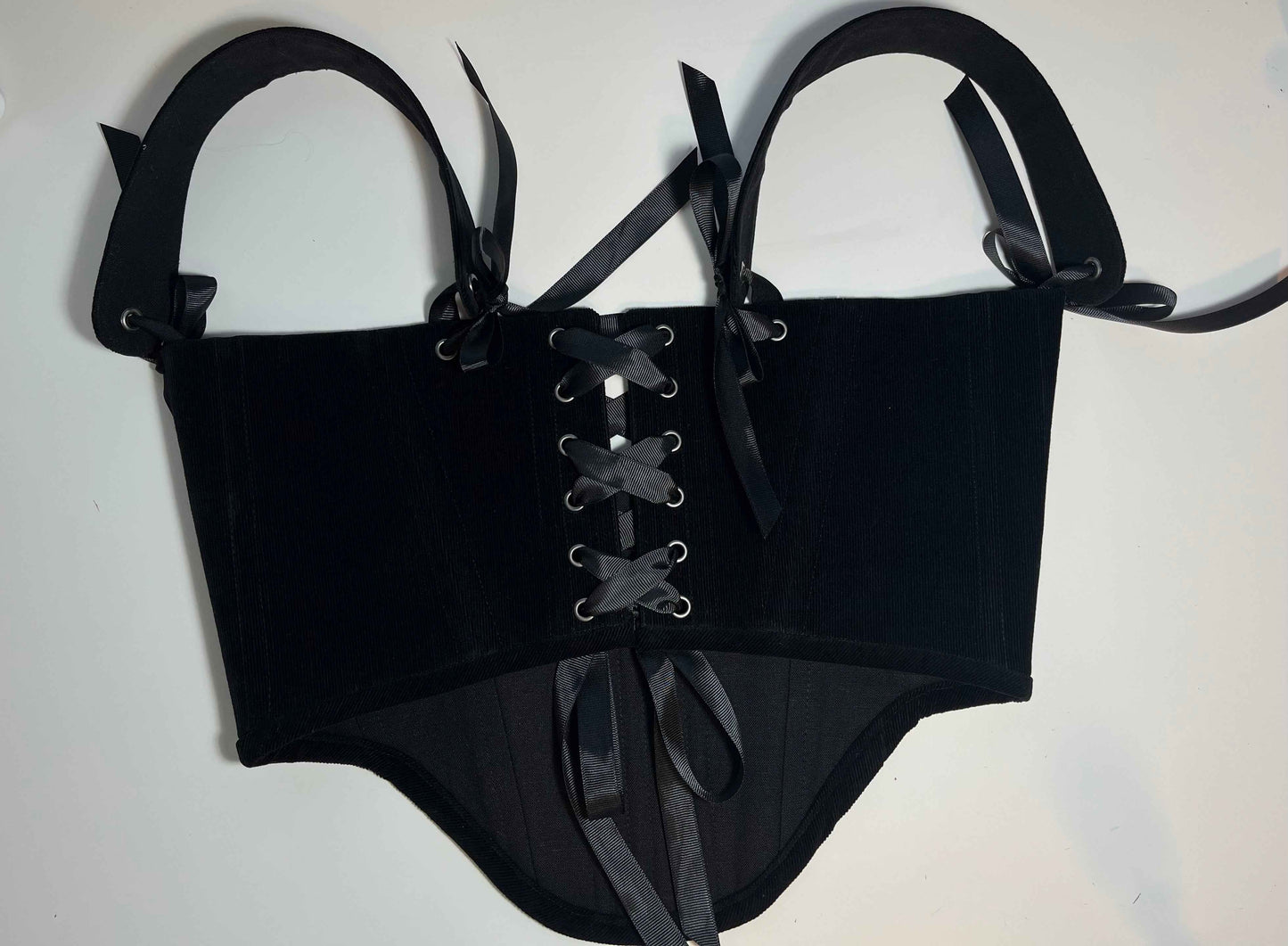 Custom for H 🖤Black corduroy underbust corset
