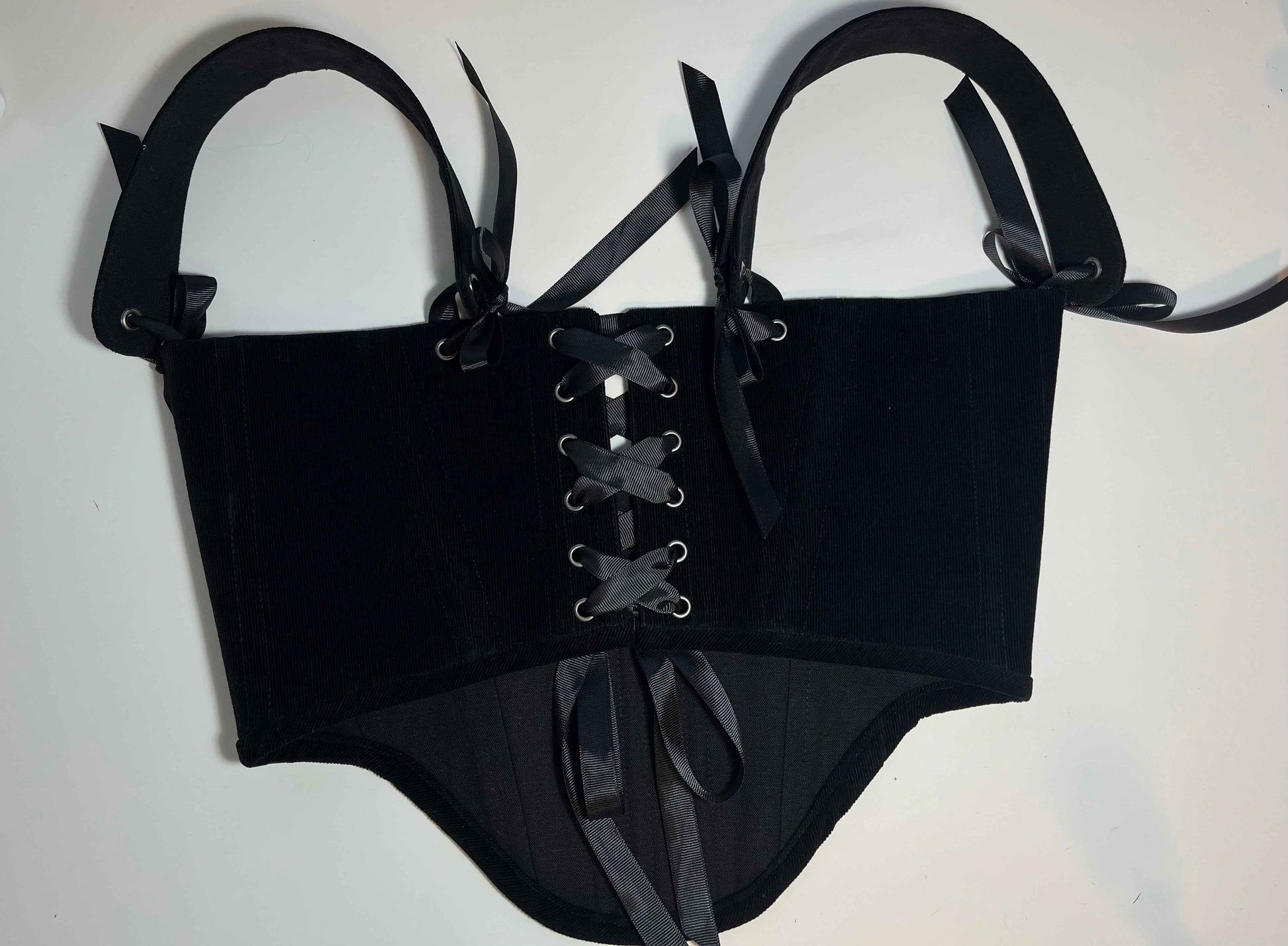 Custom for H 🖤Black corduroy underbust corset