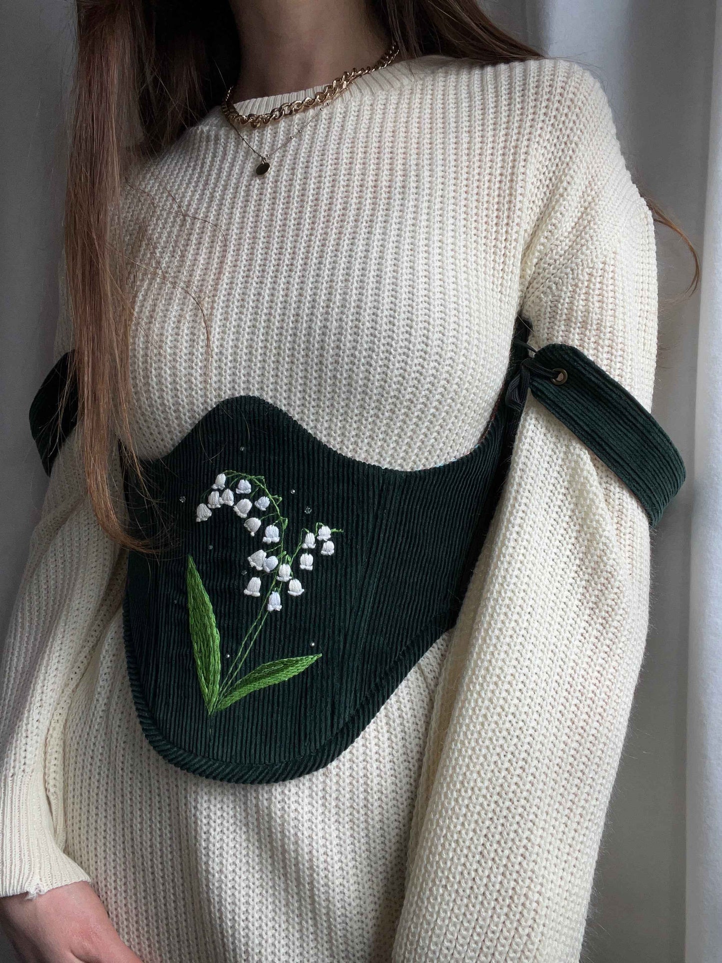 Lily of the valley Underbust corsage with removable shoulder straps