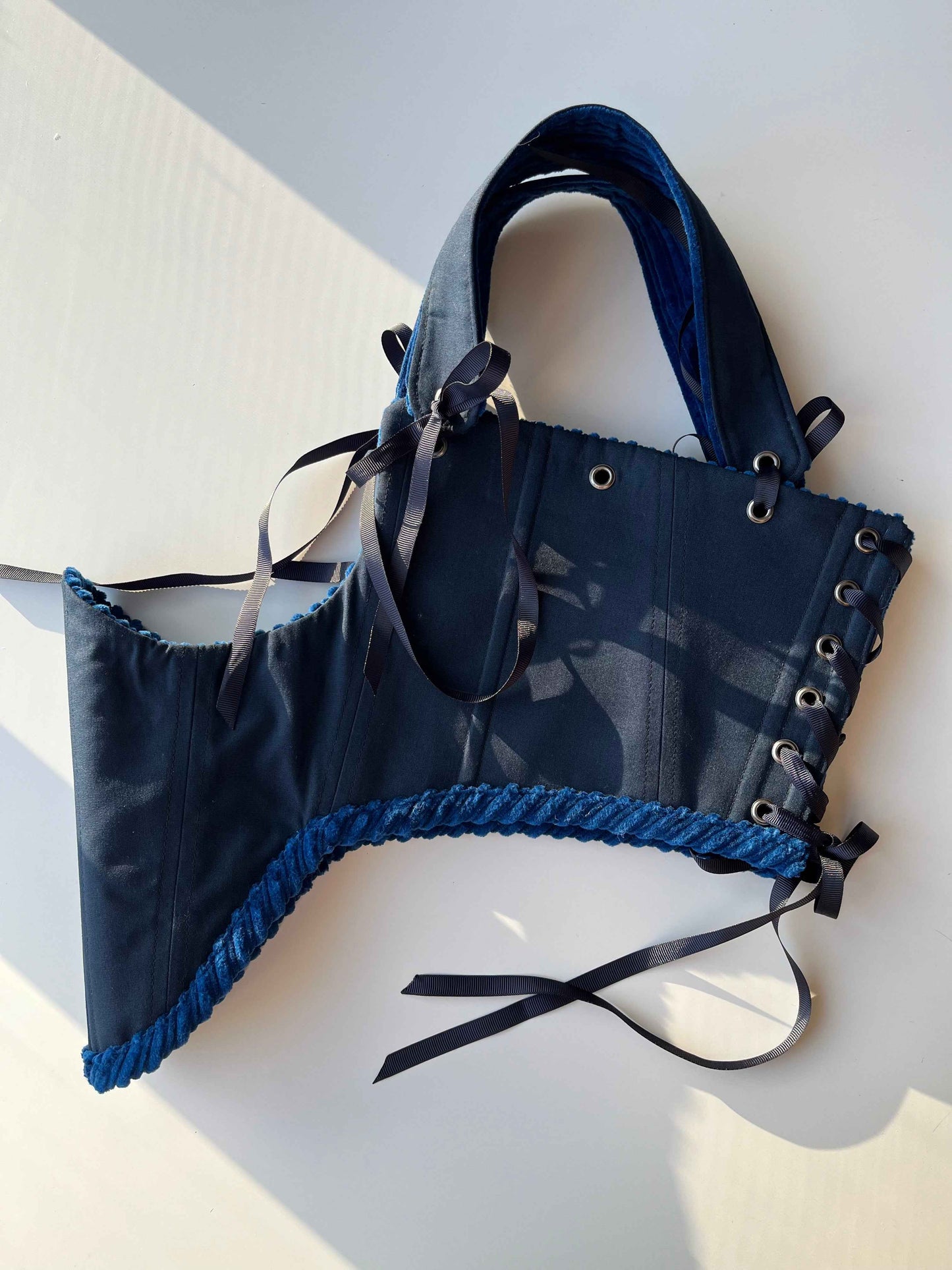 Blue Velvet underbust corsage size M-L