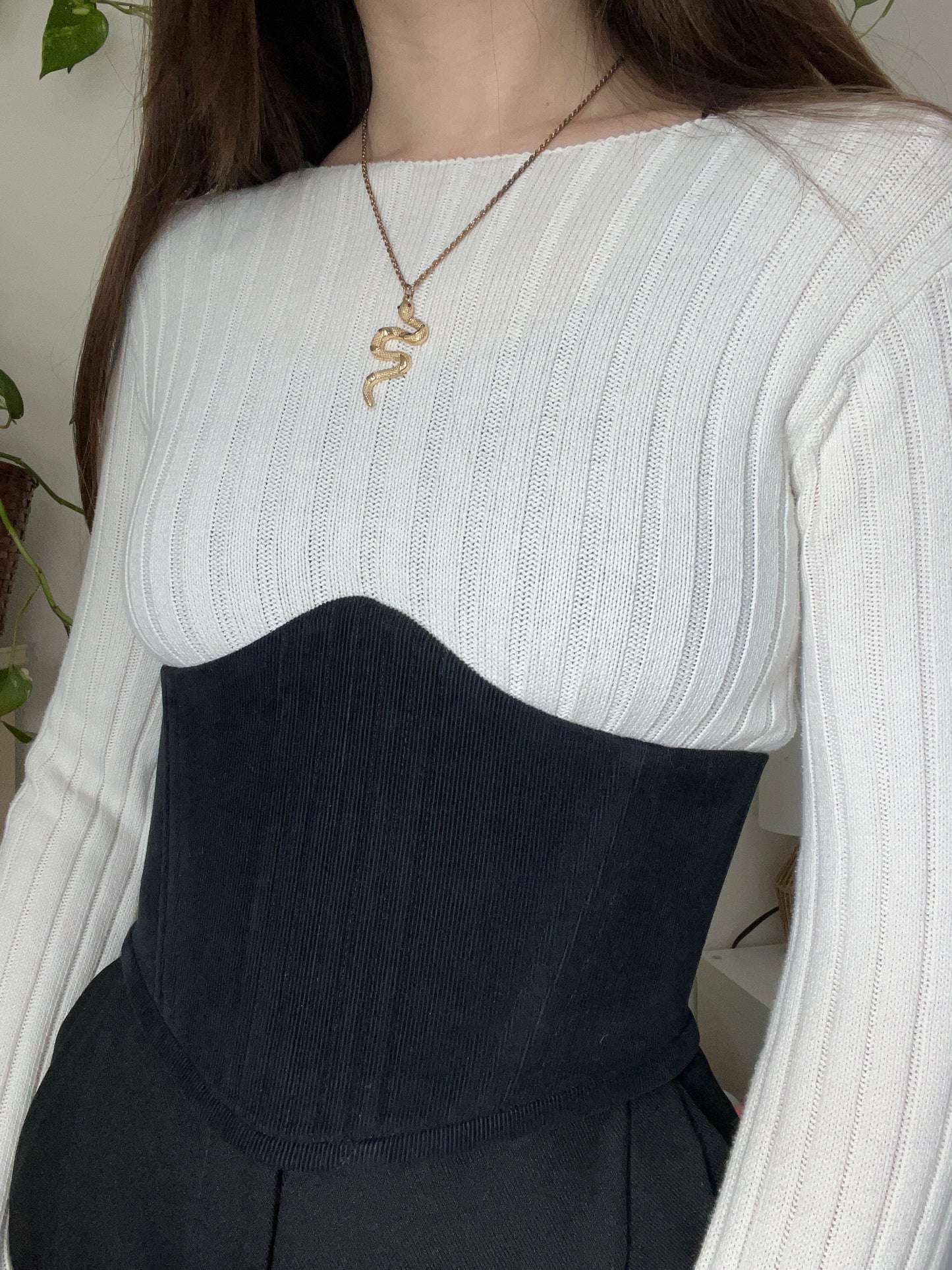 Quiet Grace - black corduroy belt