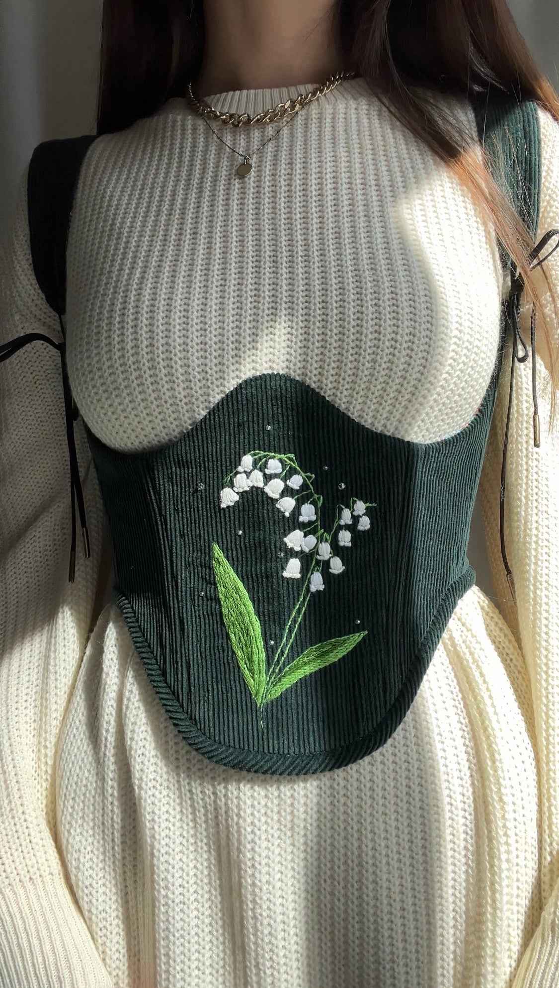 Lily of the valley Underbust corsage with removable shoulder straps