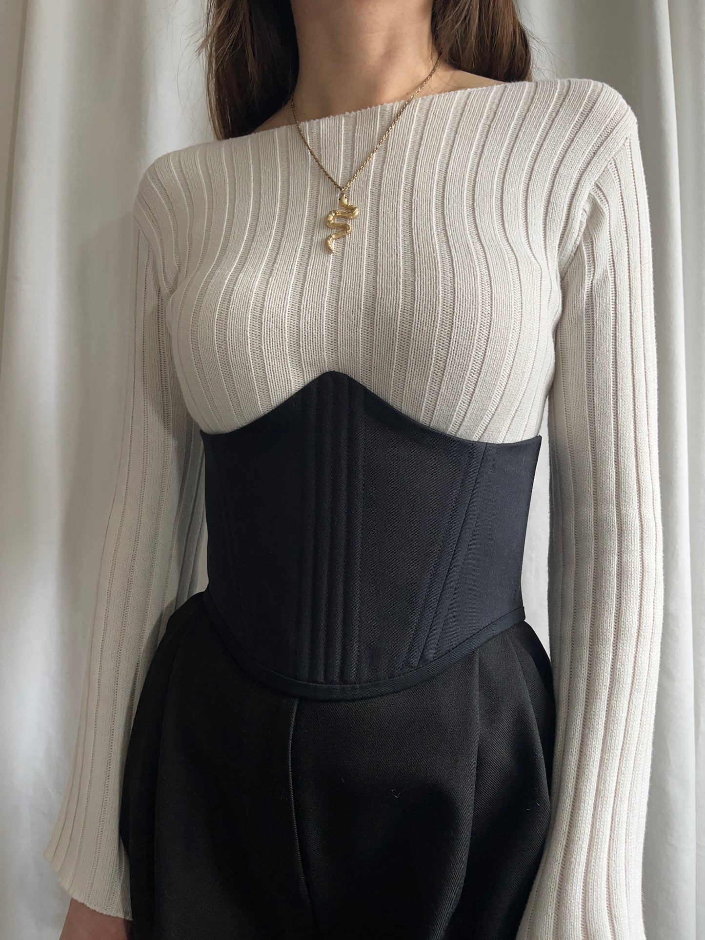 Classic Black Cotton Corset Belt