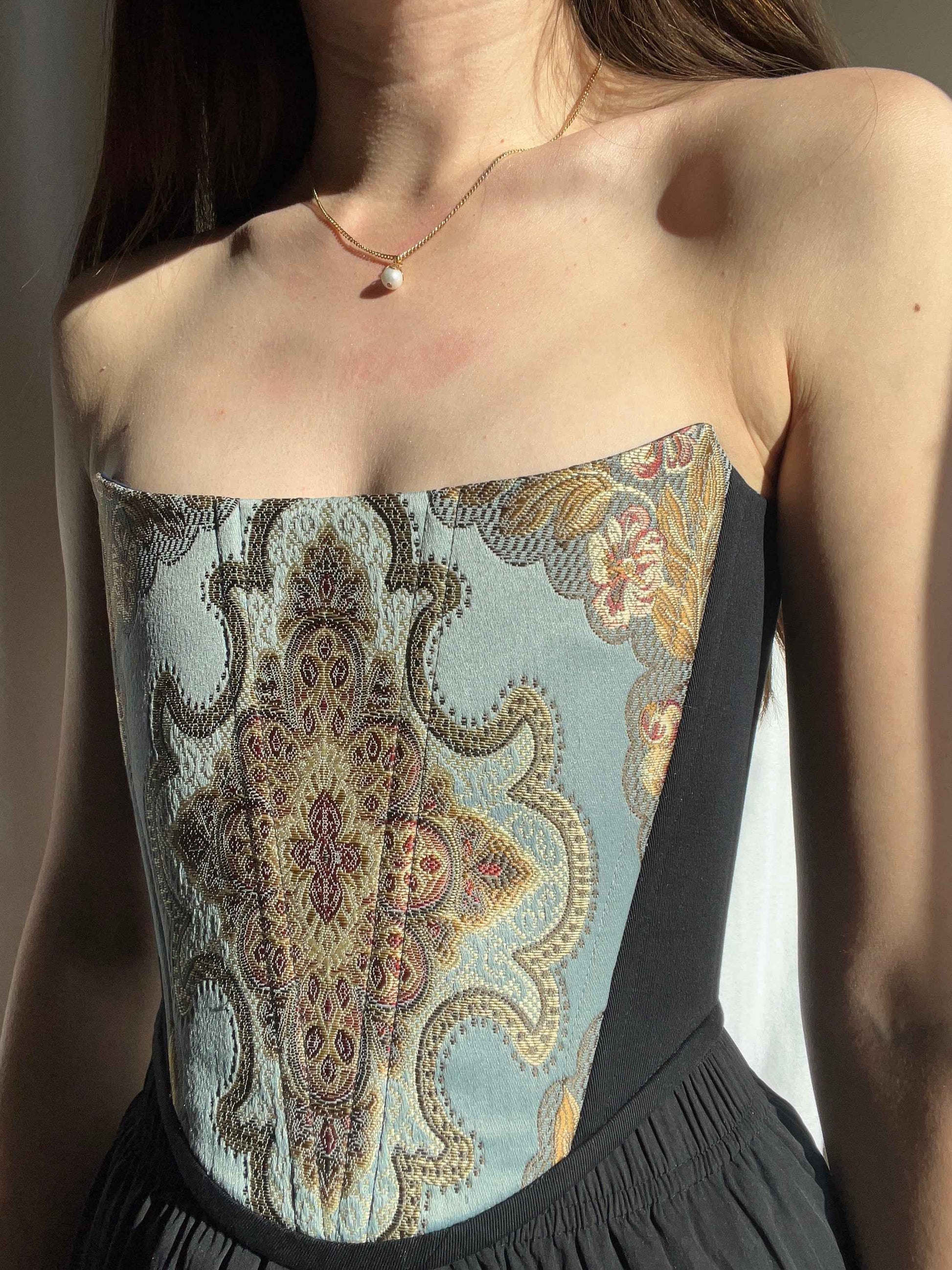 “Azure” strapless corset