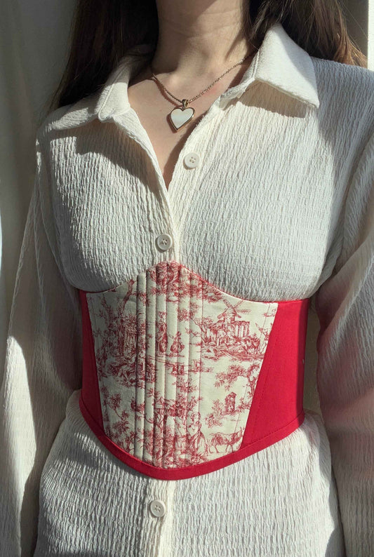 Red Toile de Jouy Corset Belt ❤️