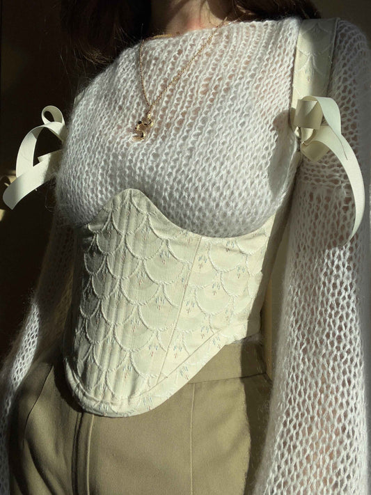 Reversible cream mermaid/ khaki underbust corsage, s-m
