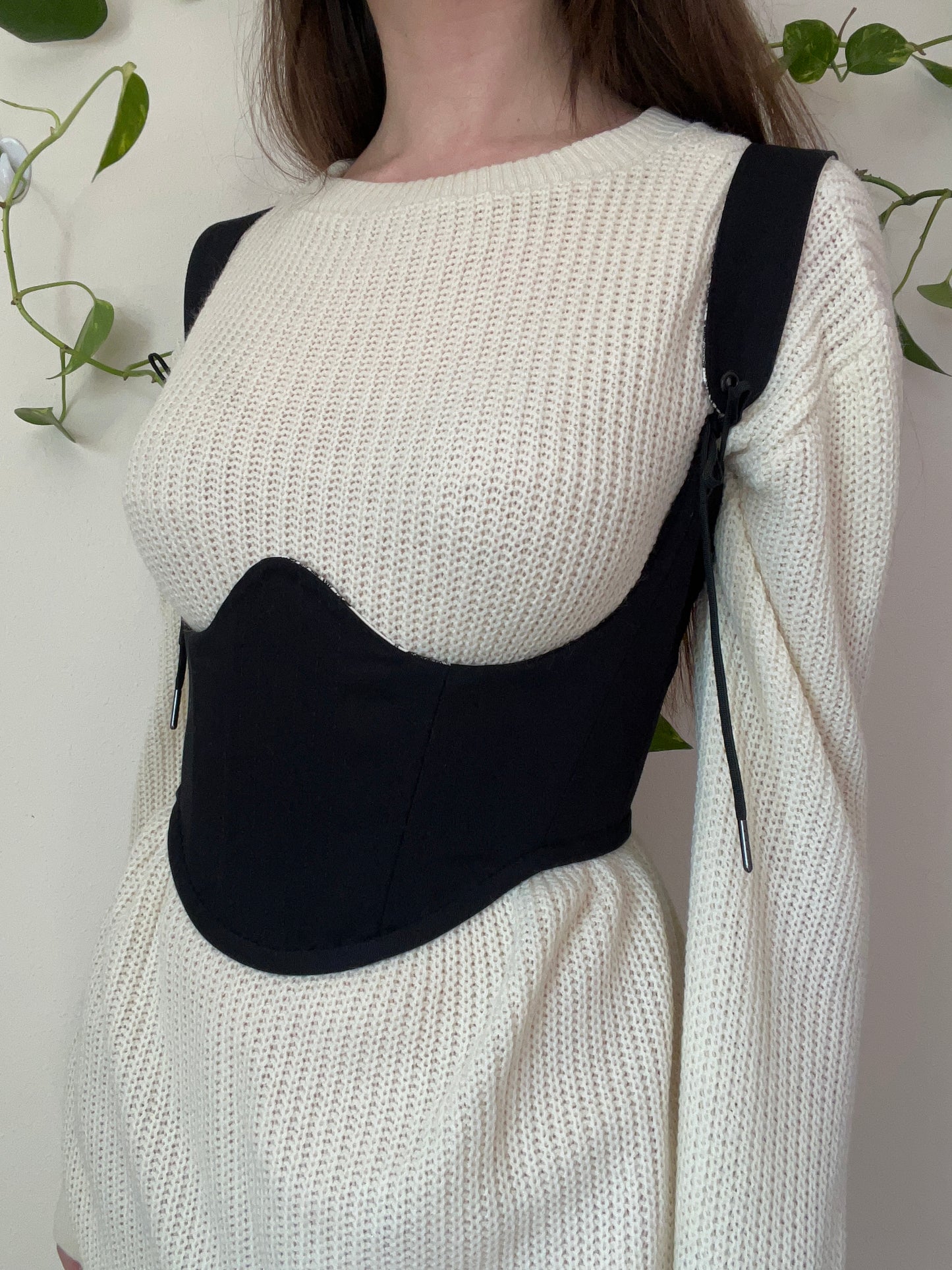 Duet underbust corsage - reversible black&toile