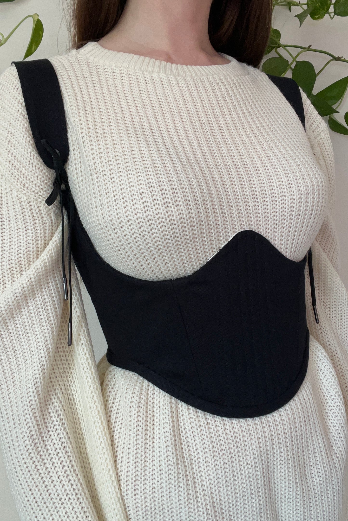 Duet underbust corsage - reversible black&toile