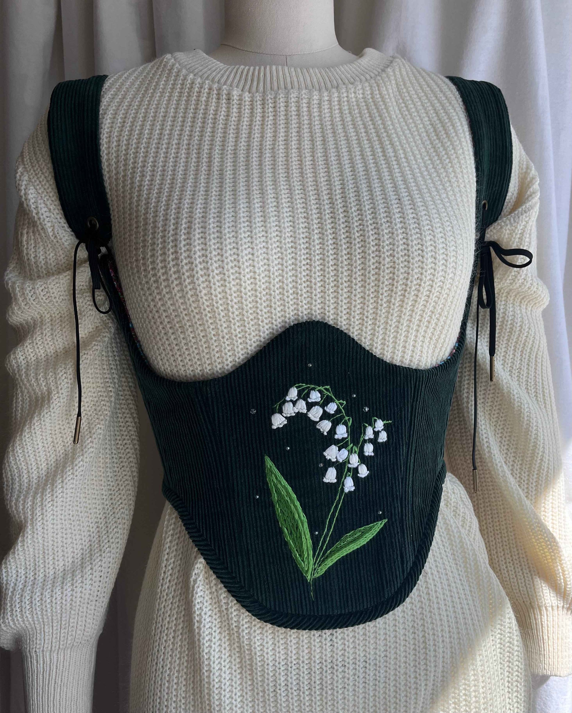 Lily of the valley Underbust corsage with removable shoulder straps