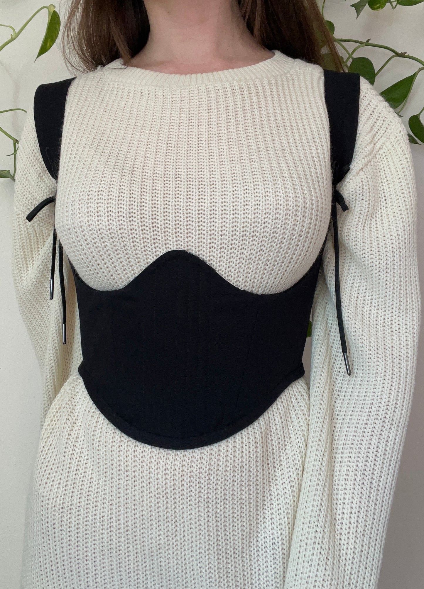 Duet underbust corsage - reversible black&toile