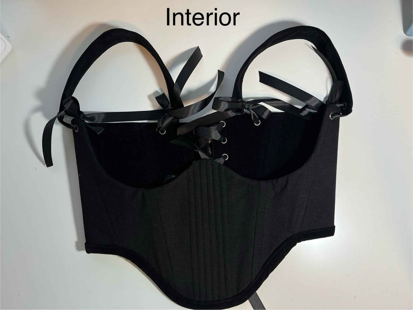 Custom for H 🖤Black corduroy underbust corset