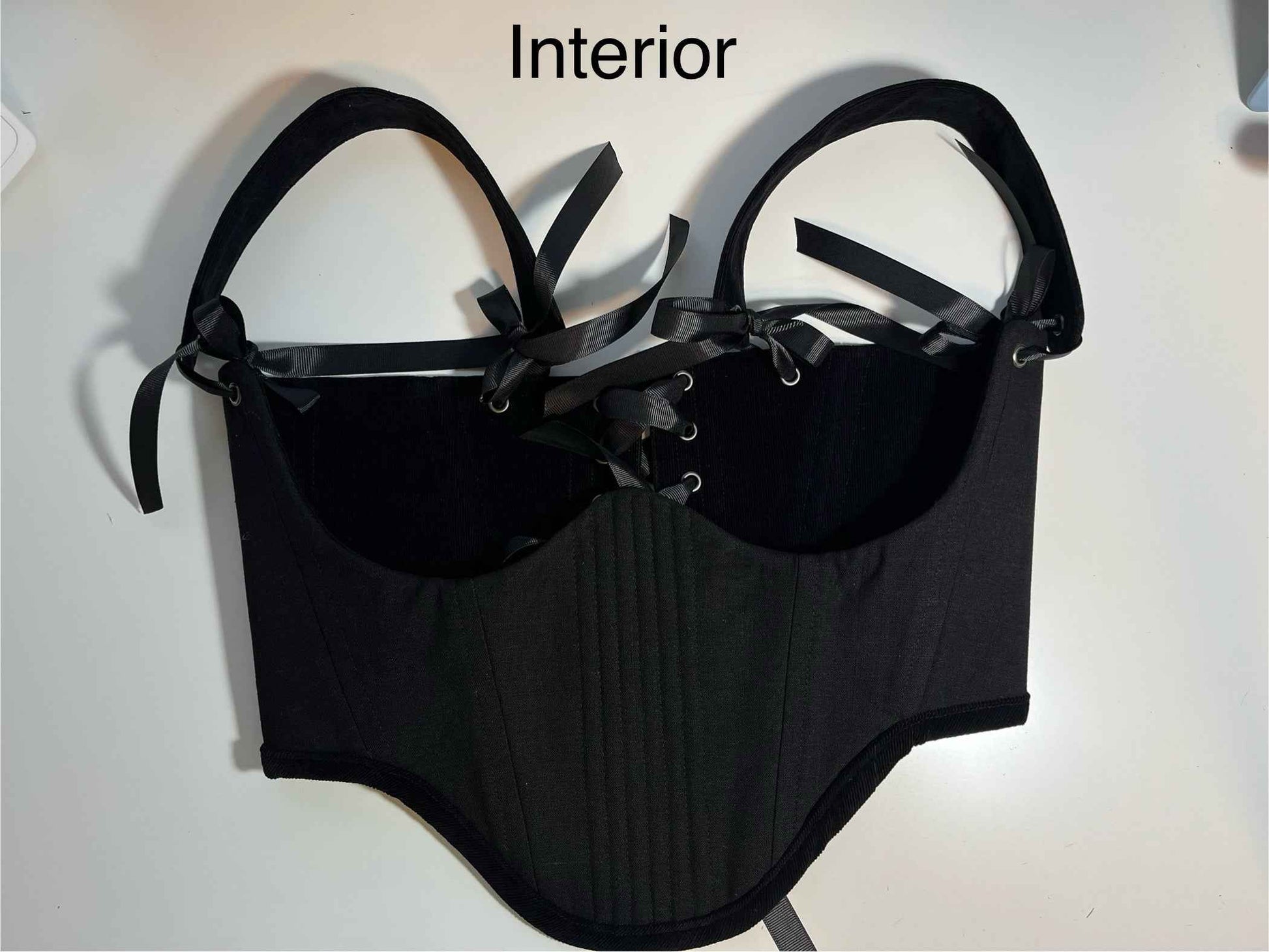 Custom for H 🖤Black corduroy underbust corset
