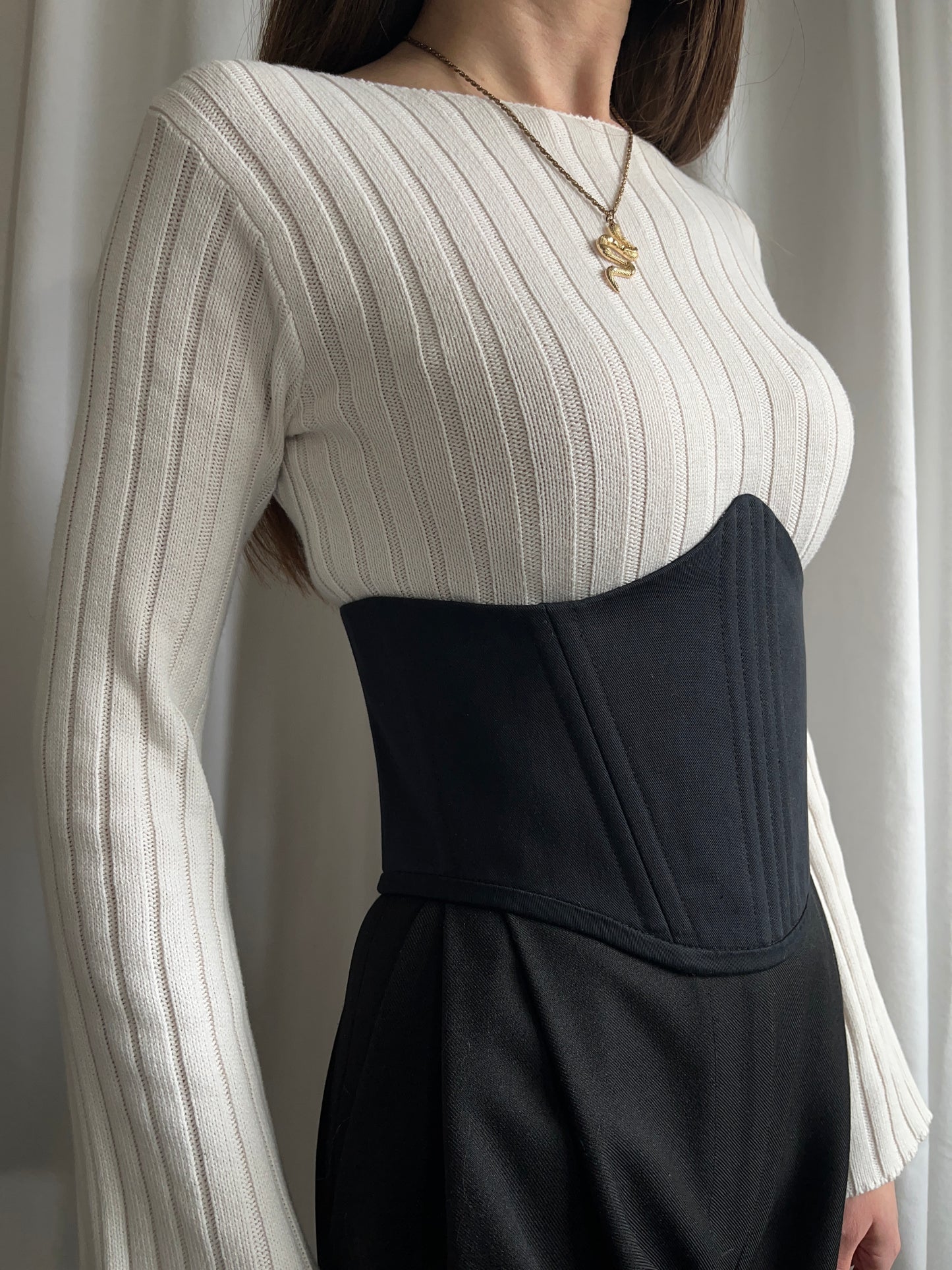 Classic Black Cotton Corset Belt