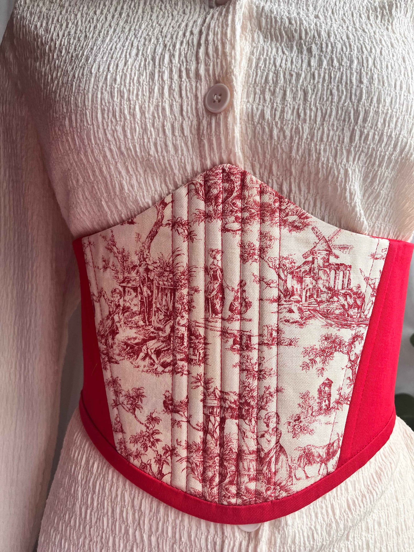 Red Toile de Jouy Corset Belt ❤️