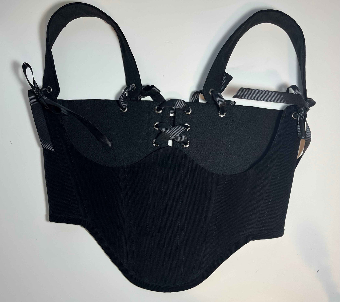 Custom for H 🖤Black corduroy underbust corset