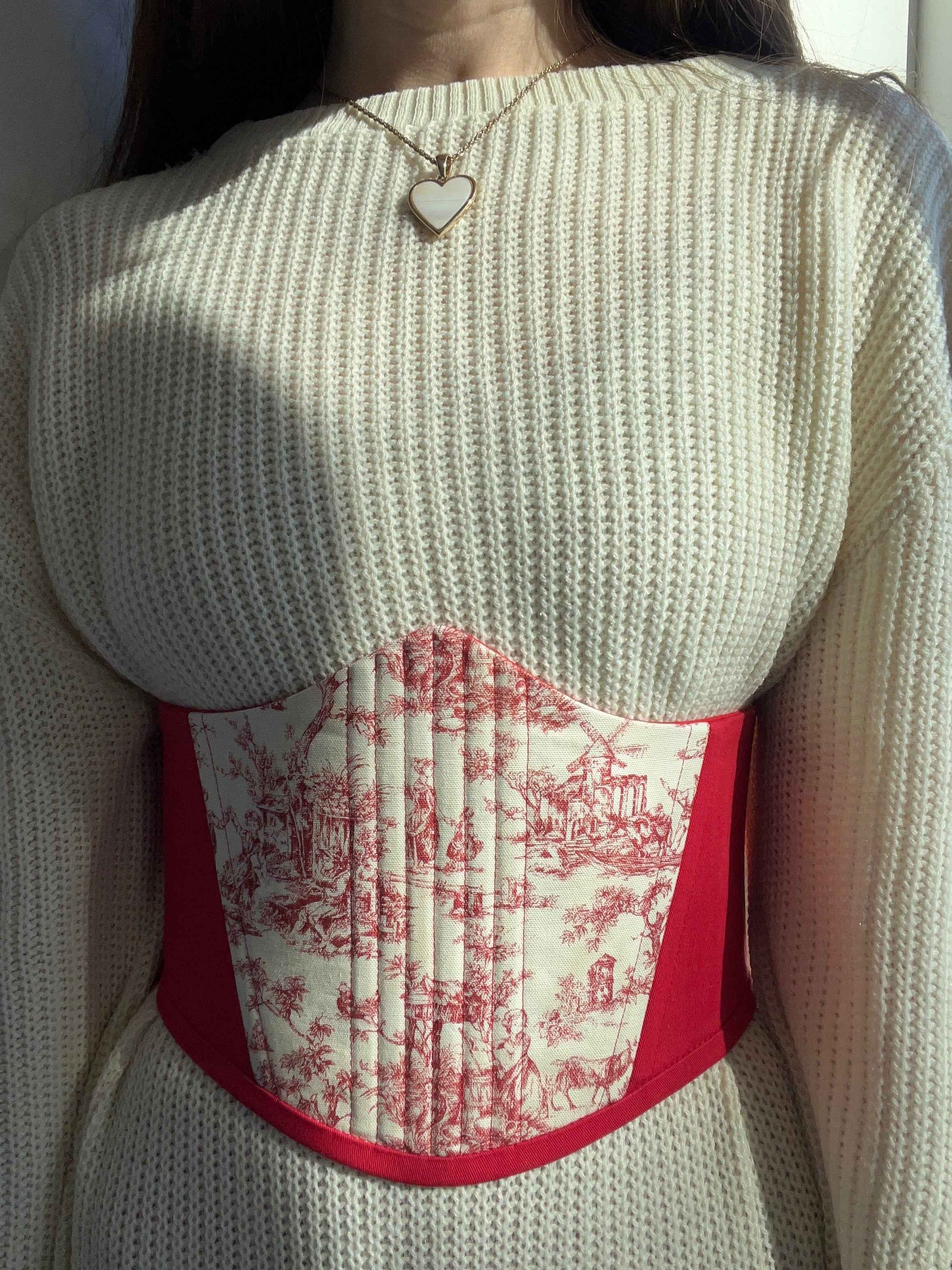 Red Toile de Jouy Corset Belt ❤️